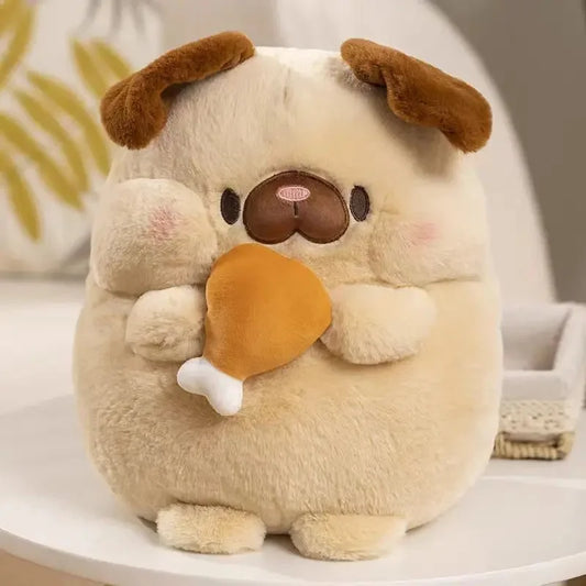 Pug Holding Chicken Leg